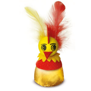 Osterfigur Hahn auf Nusskrokantpraline (15 Gramm)