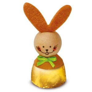 Osterfigur Hase auf Nusskrokantpraline (15 Gramm)